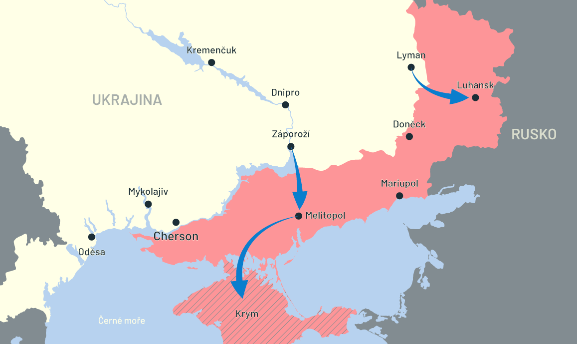 mapa Ukrajina Postup